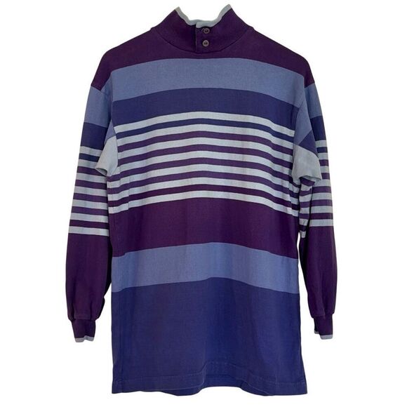 L.L. Bean vintage purple striped rugby tunic pullover sml - Picture 1 of 7